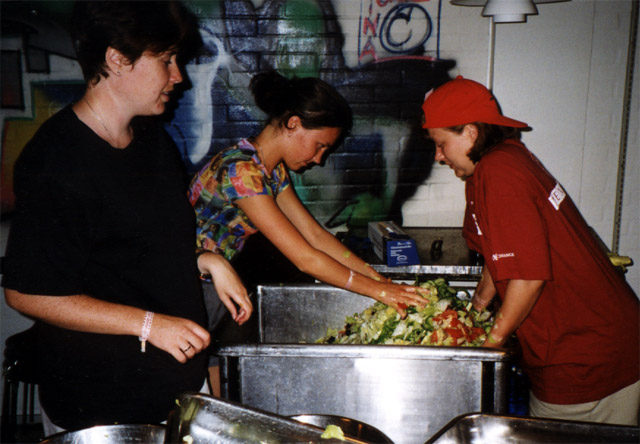 Maj and Mette and 240 portions of salad