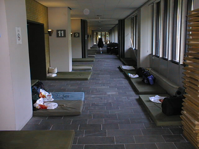 Sleeping quarters (for those who didn’t know: It’s a gym corridor)